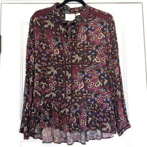 Maeve Floral Blouse, Anthropologie, Colorful Top, Size 8
